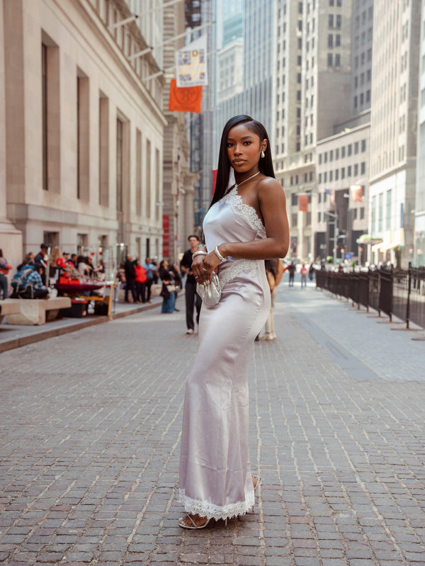 Lily of the Valley satin dress