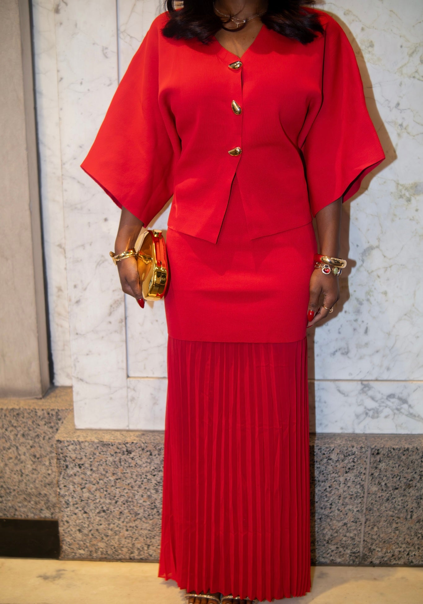 Crimson Skirt Set